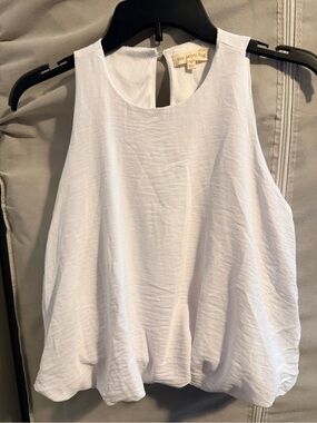 Say Anything White Bubble-Hem Sleeveless Camisole